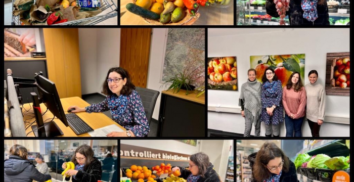 Bildcollage mit Fotos von Frau Melanie Bauer bei Denns Biomarkt © Jugend am Werk