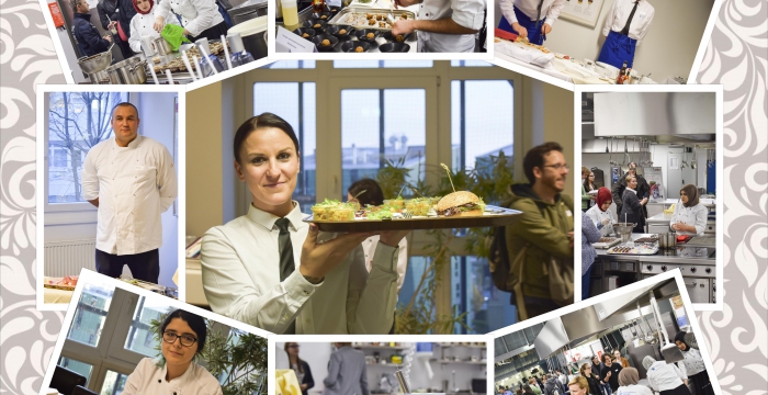 Bildcollage mit Eindrücken von der Eröffnung der Ausbildungsküche © Jugend am Werk