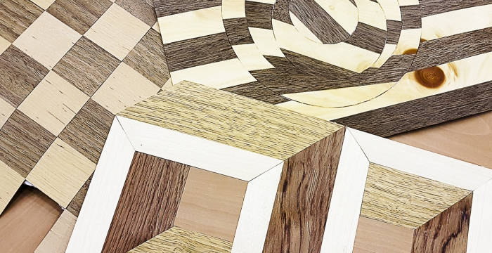 Holzfurnierarbeiten mit 3D-Muster © Jugend am Werk