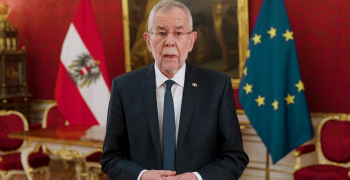 Bildausschnitt von der Videobotschaft von Bundespräsident Van der Bellen © Bundespräsidentschaftskanzlei