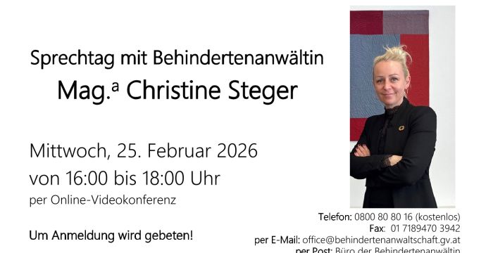 Sprechtag mit Behindertenanwältin Mag.a Christine Steger © Mag.a Christine Steger