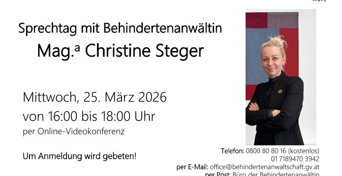 Sprechtag mit Behindertenanwältin Mag.a Christine Steger © Mag.a Christine Steger