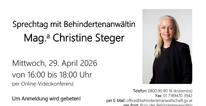 Sprechtag mit Behindertenanwältin Mag.a Christine Steger © Mag.a Christine Steger