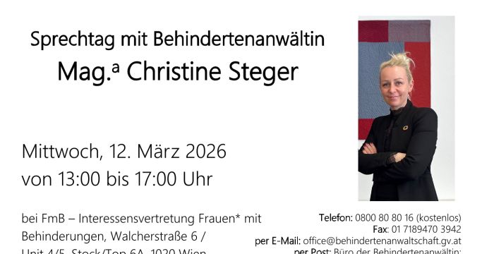 Sprechtag mit Behindertenanwältin Mag.a Christine Steger © Mag.a Christine Steger