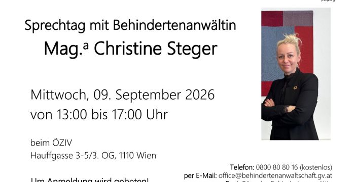 Sprechtag mit Behindertenanwältin © Mag.ª Christine Steger