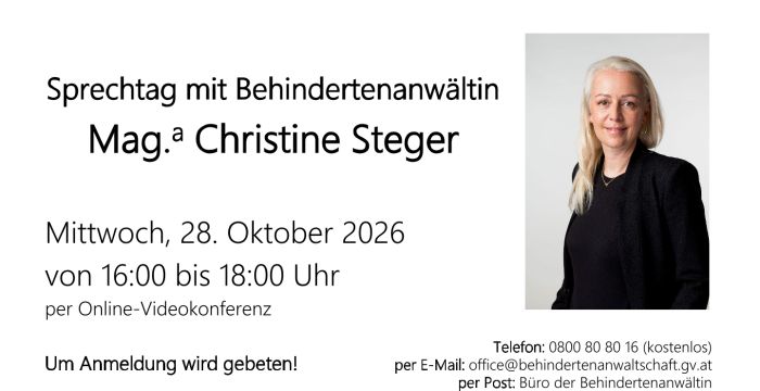 Sprechtag mit Behindertenanwältin Mag.a Christine Steger © Mag.a Christine Steger
