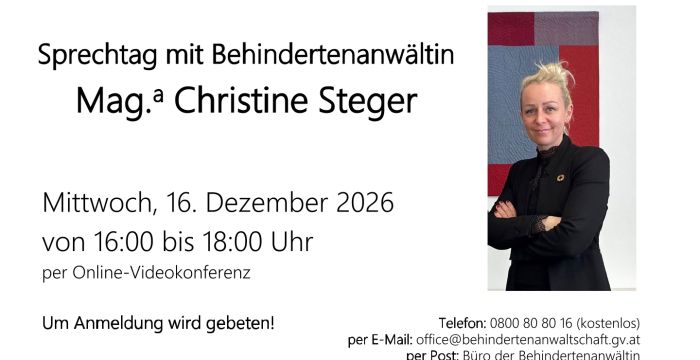 Sprechtag mit Behindertenanwältin Mag.a Christine Steger © Mag.a Christine Steger
