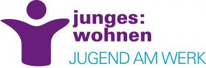 Logo junges wohnen in violetter Farbe © Jugend am Werk