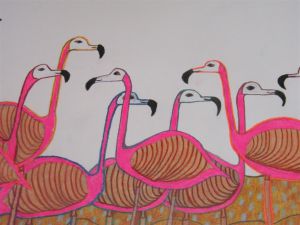Gemälde Flamingos von Ingrid Lechner © Ingrid Lechner