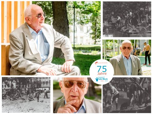 Portraits von Zeitzeuge Herbert Vlk und Archivaufnahmen vom September 1945 © Kollektiv Fischka/fischka.com und Archiv Jugend am Werk