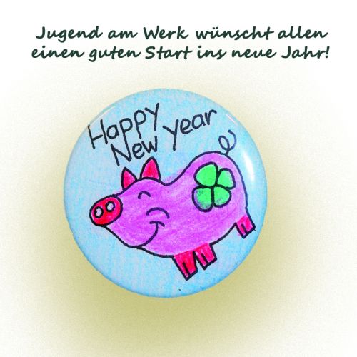 Glücksschwein Button © Jugend am Werk